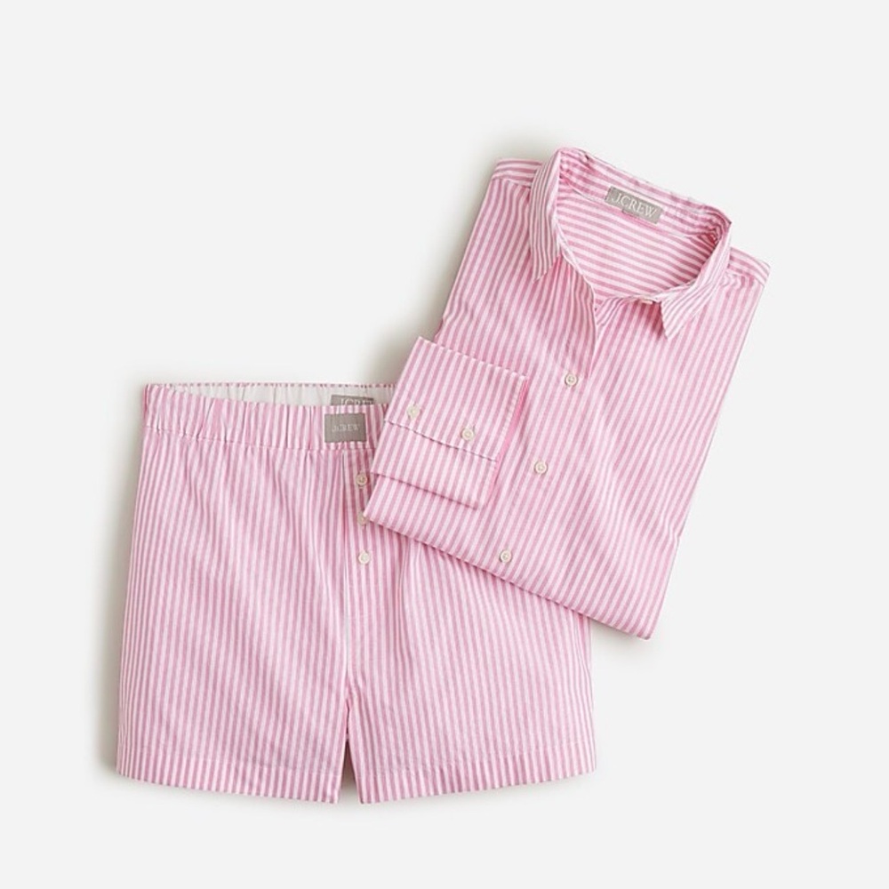 Long-sleeve cotton poplin boxer short set in stripe sx XL